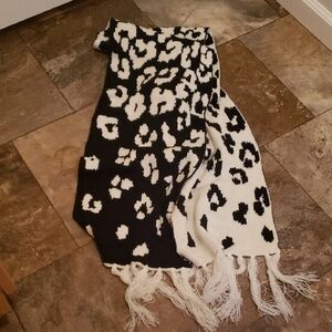 Express Black and White Leopard Print Scarf